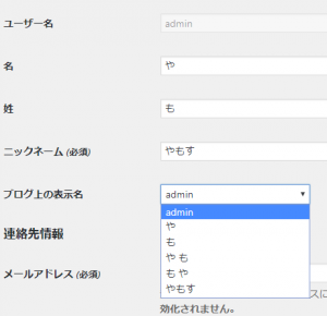 ブログ上の表示名