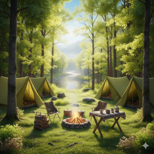 夏のキャンプ場のイメージ[AI(Gemini)]