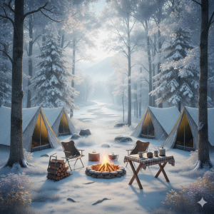 冬のキャンプ場のイメージ[AI(Gemini)]