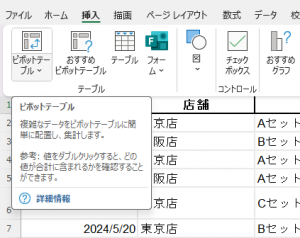 ピボットテーブル
