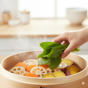 時間差で野菜を追加投入