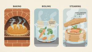 焼く・茹でる・蒸す