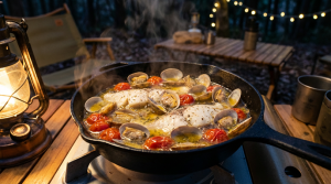 スキレットで作るアクアパッツァ