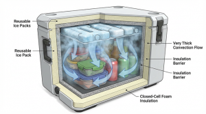 冷気の下降特性と断熱構造のイメージ