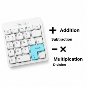キーボードのテンキー配置とExcelの演算記号の対応図