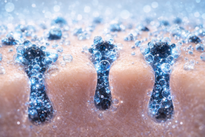 毛穴に入り込む微細な気泡 毛穴に入り込む微細な気泡