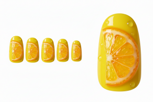 30選!3D・ぷっくりアートのネイルチップ特集|お花や水滴で指先に立体感を 3 07-13_フルーツ・スライス・レモン (Fruit Slice Lemon)