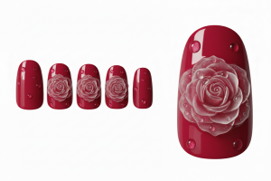 30選!3D・ぷっくりアートのネイルチップ特集|お花や水滴で指先に立体感を 1 07-21_デューイ・ローズ (Dewy Rose Relief)