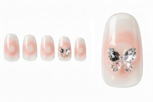 インク・水彩ネイル30選!じゅわっと滲む繊細なニュアンスデザインカタログ 6 08-06_チーク・インク・バタフライ (Cheek Ink Butterfly)