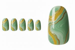 インク・水彩ネイル30選!じゅわっと滲む繊細なニュアンスデザインカタログ 6 08-16_ピスタチオ・マーブル・インク (Pistachio Marble Ink)