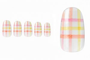 インク・水彩ネイル30選!じゅわっと滲む繊細なニュアンスデザインカタログ 8 08-18_水彩チェック・パステル (Watercolor Plaid)
