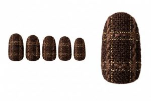 ツイード・チェック柄30選!秋冬を彩る温もりネイルチップデザインカタログ 4 10-14_チョコ・ツイード・ビター (Chocolate Bitter Tweed)