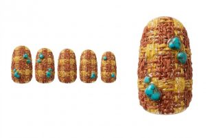 ツイード・チェック柄30選!秋冬を彩る温もりネイルチップデザインカタログ 3 10-23_テラコッタ・ボヘミアン・ツイード (Terracotta Bohemian Tweed)