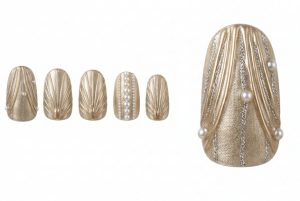 ブライダル・ウェディング30選!一生に一度の輝きを指先に纏うネイルカタログ 10 13-20_シャンパン・ドレープ・カーテン (Champagne Drape Curtain)