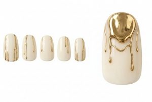 ブライダル・ウェディング30選!一生に一度の輝きを指先に纏うネイルカタログ 6 13-26_ニュアンス・ゴールド・レイン (Nuance Gold Rain)