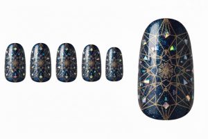 成人式・和柄30選!振袖を最高に輝かせる豪華ネイルチップ完全カタログ 4 14-14_宇宙・蒼の万華鏡 (Cosmic Blue Kaleidoscope)