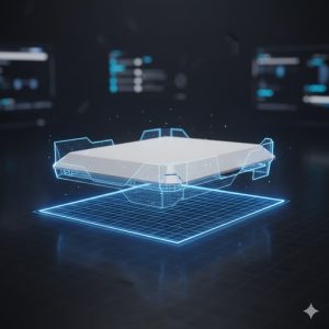 2Dのスケッチが垂直に盛り上がり、3Dの蓋に変化するダイナミックな瞬間