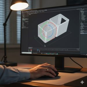 3Dモデルの配置と回転操作の様子