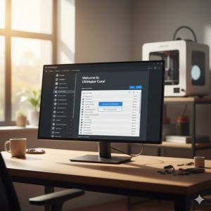 Curaの初期設定画面とプリンター選択リスト