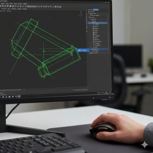 FreeCAD 1.0.2の画面上でアームの寸法を測定している設計風景