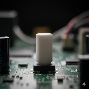 スイッチの先端とボタンの底面が接する精密な接写