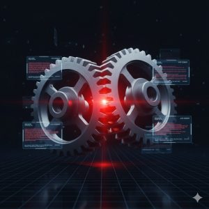 レーザースキャナーがぶつかっている箇所を赤い光で検知しているイメージ レーザースキャナーがぶつかっている箇所を赤い光で検知する