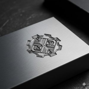 会社のロゴが精密な3Dパーツとして再現