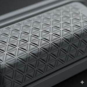 光の反射を利用して積層痕が目立たないように工夫された複雑なテクスチャの表面 光の反射を利用して積層痕が目立たないように工夫された複雑なテクスチャ