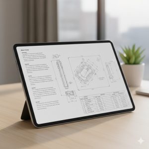 図面の余白にテキストの注釈や整然とした部品一覧表