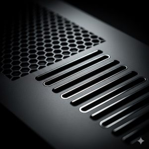 洗練されたスリットデザインとハニカムメッシュが組み合わされた工業製品の表面 洗練されたスリットデザインとハニカムメッシュが組み合わされた工業製品