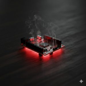 熱を持った電子基板から立ち上る熱気を視覚化したイメージ画像 熱を持った電子基板から立ち上る熱気