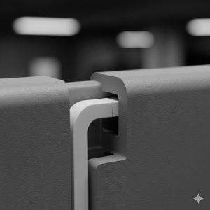 物理的なフックが溝にカチッとはまり込む瞬間を捉えたクローズアップ 物理的なフックが溝にカチッとはまり込む瞬間