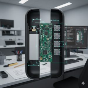 製品を真っ二つにカットして内部の隙間を透視している設計図面 製品を真っ二つにカットして内部の隙間を透視している設計図面