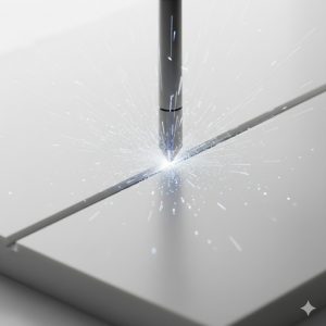 金属のブロックに精密な溝が穿たれていくイメージ