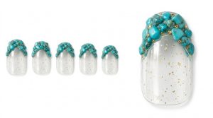 ナイトプール・海で主役を奪う夏休み30選!水着映えデザイン 6 23-26_ターコイズ・ストーン・フレンチ (Turquoise Stone French)