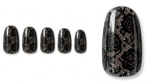 大人なBarで乾杯。夜のデート30選!色気漂う深みカラー 6 24-06_黒薔薇の誘惑・レースアート (Black Rose Lace Temptation)