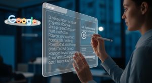 AIの報告書をチェックする知的な人物