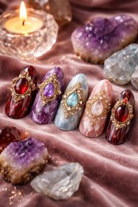 自分だけの守護石を指先に。誕生石・パワーストーン概念ネイル30選|運気を味方にするお守りチップ 2 お守りとしての宝石ネイルの輝き