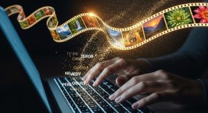 VideoFX (Veo) 使い方:Googleの最新動画AIでシネマ映像を作る 3 キーボードから映像が溢れ出すプロセス