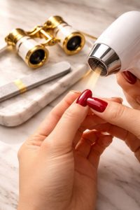 知性に浸る指先。観劇・クラシック音楽会ネイルチップ30選|オペラグラスを持つ手も優雅な大人のフォーマル 1 チップのカーブを調整するプロフェッショナルな工程