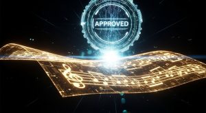 デジタルな金印が押された楽譜