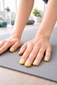 アクティブに、美しく。ゴルフ・ヨガ・スポーツネイルチップ30選|邪魔にならない短めチップのヘルシー美 2 ヨガスタジオで輝くベリーショートネイルとアクティブライフ