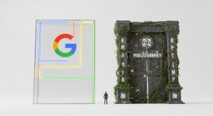 二つの巨大な門が並び立つ