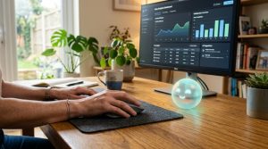 初心者を手助けするフレンドリーなAIのイメージ 初心者を手助けするフレンドリーなAI