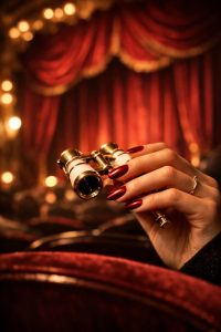 劇場の光に浮かび上がるサテンネイル