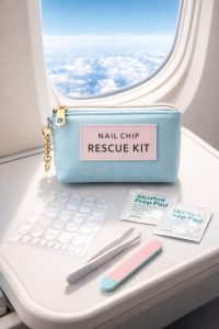 機内で準備するネイルチップ・レスキューセット