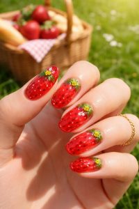 もぎたて!フルーツ&フードネイルチップ30選|思わず食べたくなるリアルな3D感と瑞々しさの秘密 2 瑞々しいフルーツネイルとバスケットのスタイリング