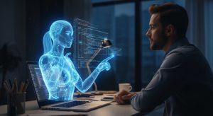 知的なAIホログラムがコードを指差して教えてくれる