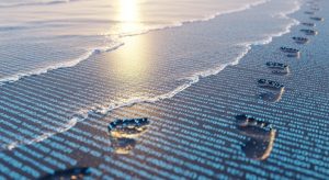 砂浜の足跡を波が消す