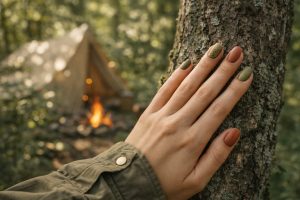 自然に溶け込むアースカラーネイルとアウトドアファッション